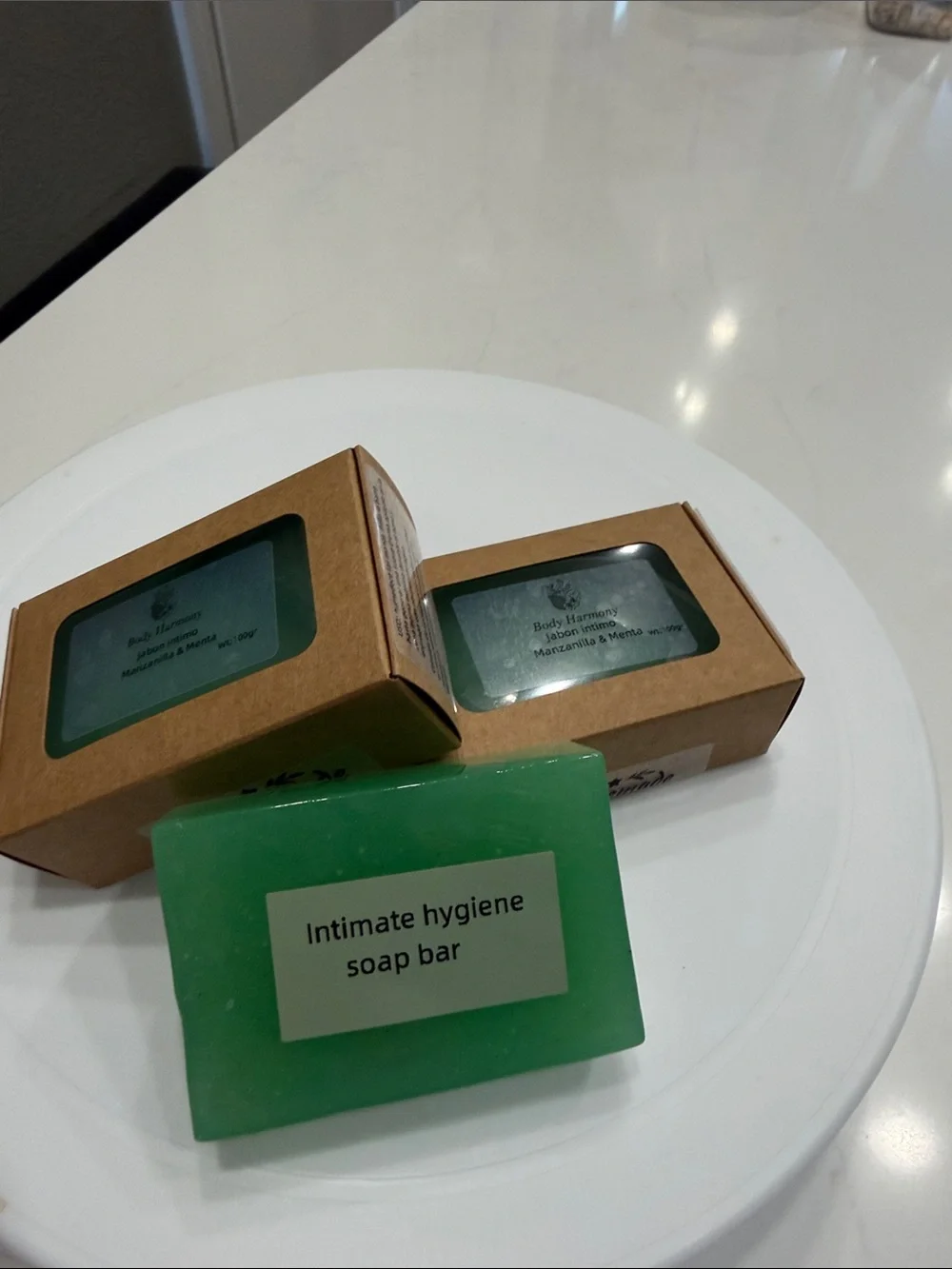 Intimate Hygiene Soap Bar - Green 100% Natural ingredients Aloe Vera,Mint.
